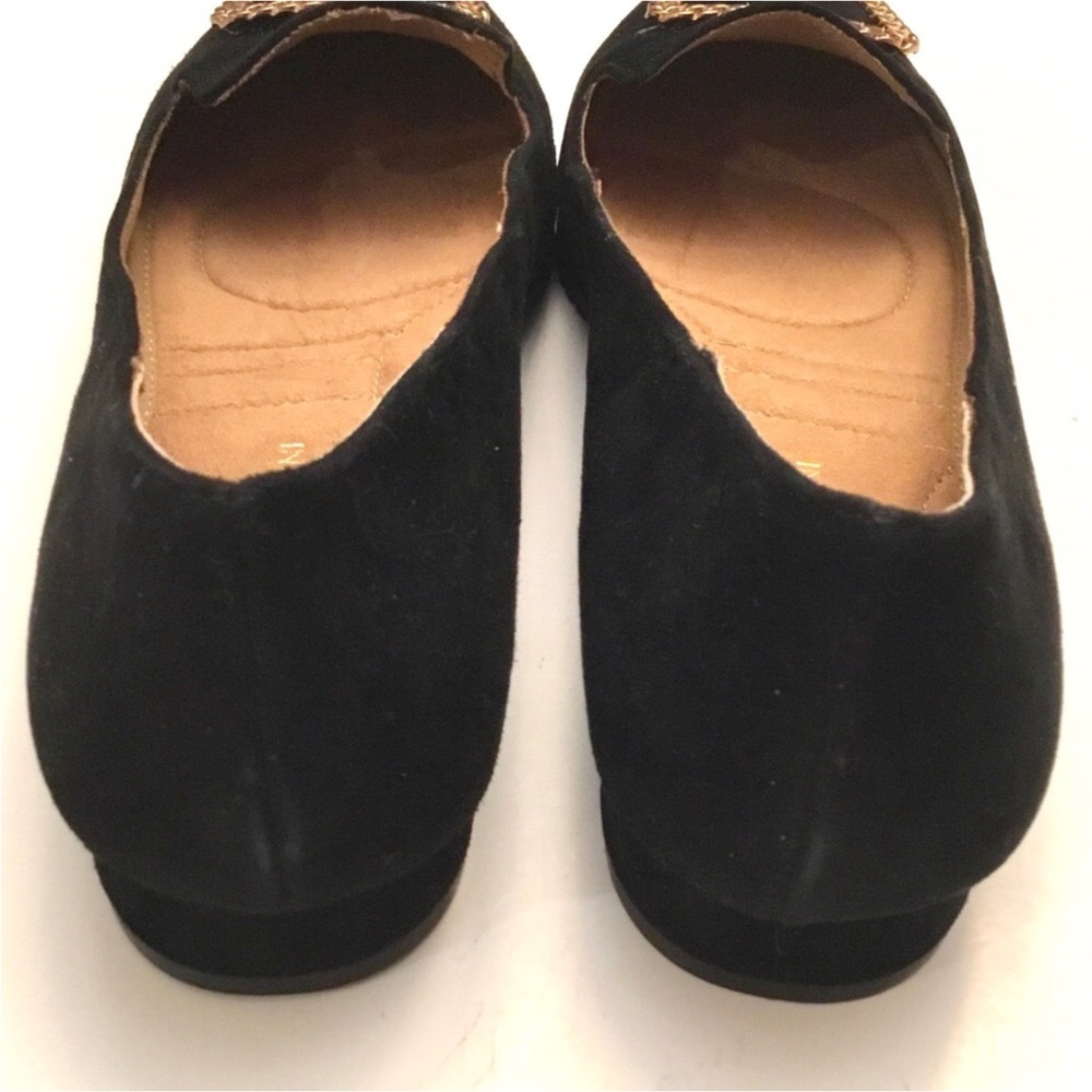 🆕 Adrienne Vittadini Black Flats Size 10 Suede Chain Accent Slip on Shoes NIB - Picture 6 of 16
